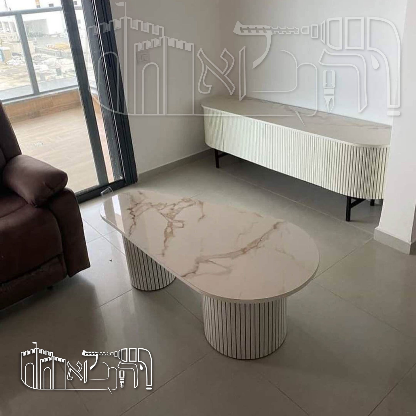 מזנון מעוגל עם שולחן סלון – 1001