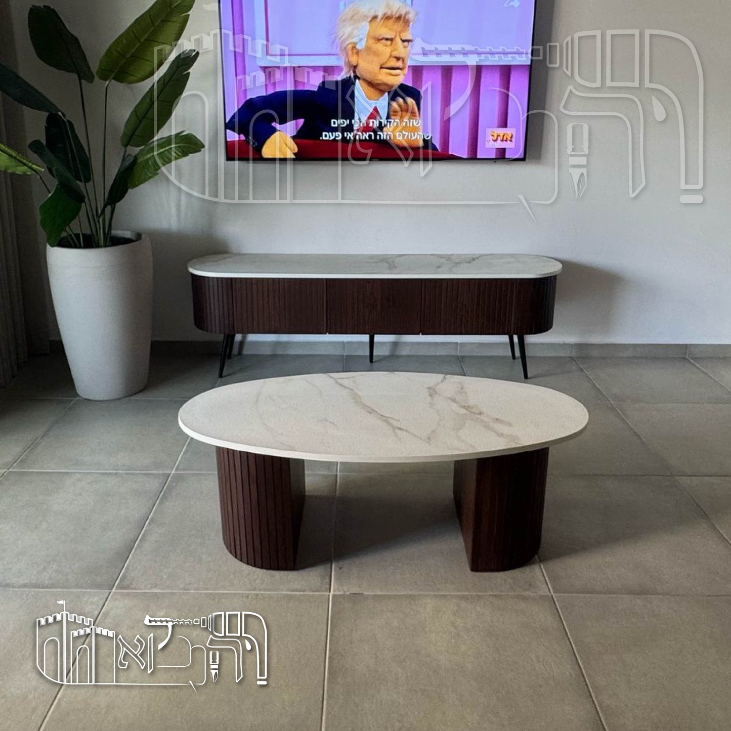 מזנון מעוגל עם שולחן סלון – 1003