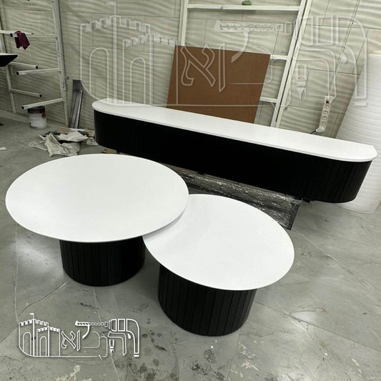 מזנון חצי מעוגל עם שני שולחנות סלון – 1004